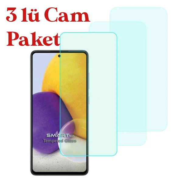 Samsung Galaxy A52 / A72 Uyumlu Temperli Kırılmaz Cam Ekran Koruyucu 3 Lü Set ürün görseli 1