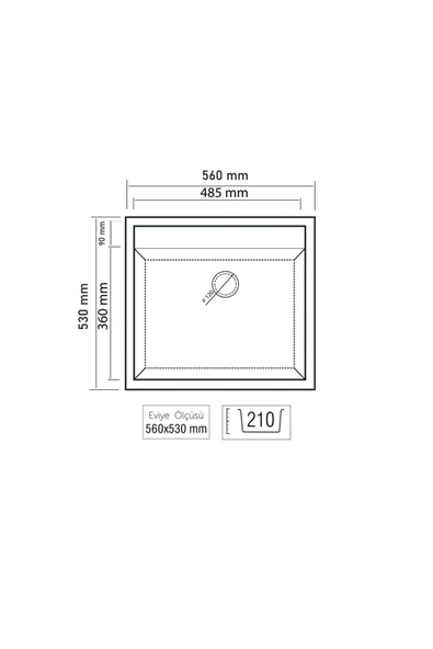 Thorax Granit Eviye Turo C1 Antrasit 56X53 - 2