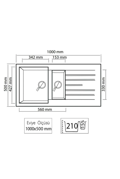 Thorax Granit Eviye Harlem T2 Siyah 100X50 - 2