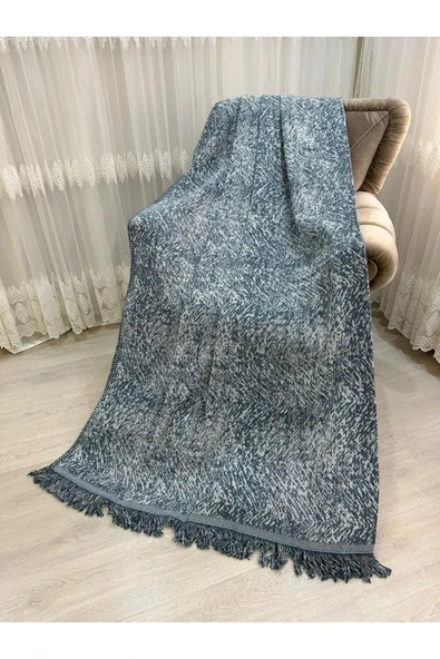 Lüks Pamuklu Koltuk-çekyat Örtüsü Turkuaz Rengi 170x220 Çift Taraflı