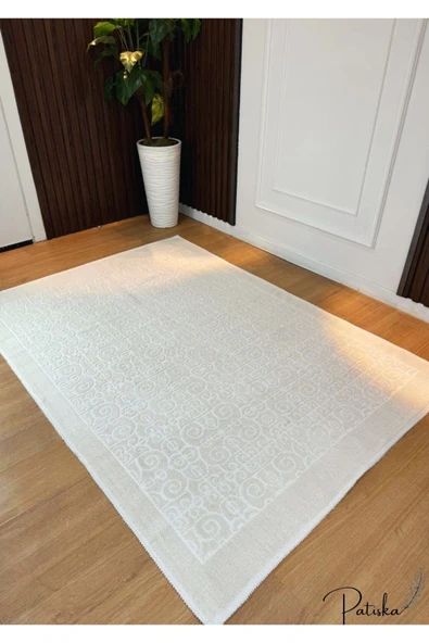 Patiska Yıkanabilir Kaymaz Dekoratif Spiral Desen Pamuk Bukle Kilim
