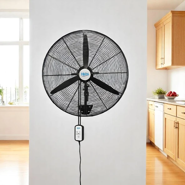 Sanayi Tipi Kumandalı Duvar Vantilatörü 75 cm 210W Endüstriyel Sessiz Duvara Monte Zincirli Fan - 5