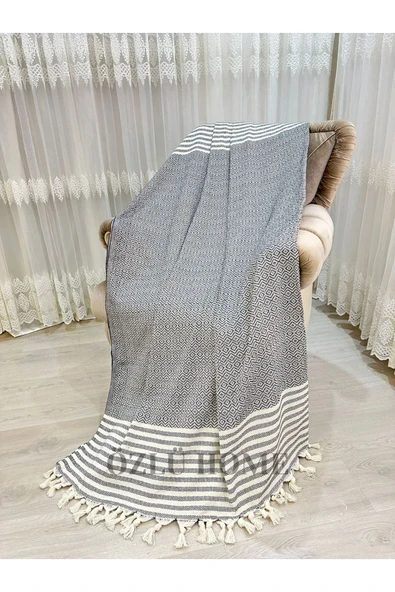 Lüks Sedir Elmas Desen Koltuk Örtüsü Siyah 180 X 220