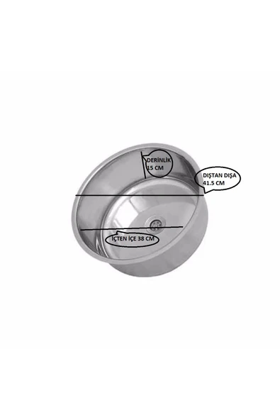 Kromevye Paslanmaz Yuvarlak, Daire, Oval Krom Evye Mutfak Lavabosu Evyesi - 2