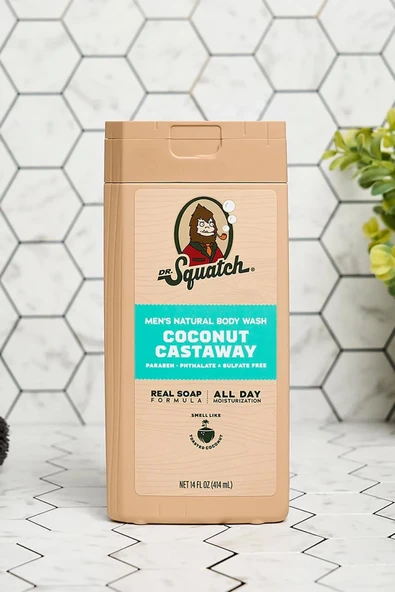 Dr.Squatch Men's Coconut Castaway Duş Jeli 414ML - Resim 5