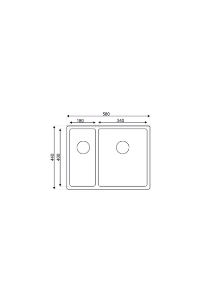 Asil 1.5 Göz Tam Kare Mermer Altı Eviye Sol Damlalık 44X58 58-A - 2