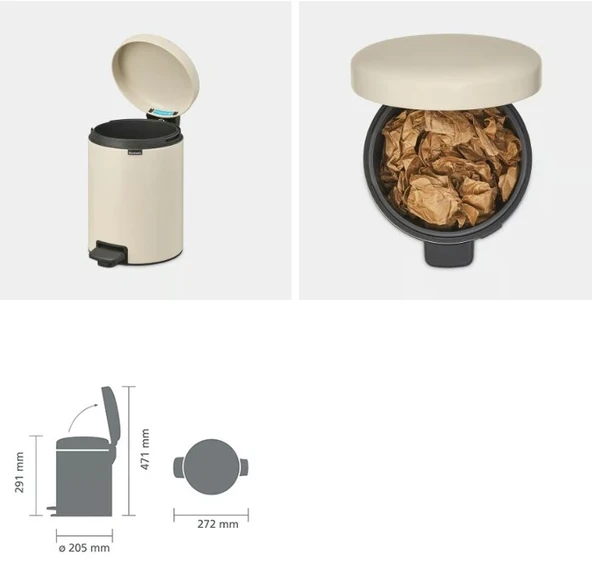 Brabantia Bej Rengi Pedallı Çöp Kutusu 5 lt - 4