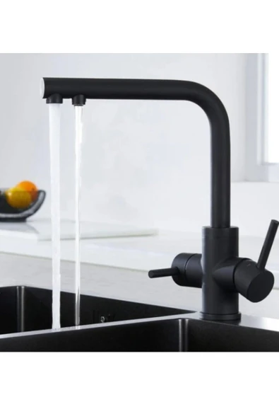 Home Paslanmaz Pirinç Arıtmalı Mat Siyah Eviye Bataryası