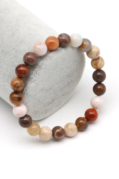 Fosil Mercan Doğal Taş Bileklik 8 mm Küre Kesim ürün görseli