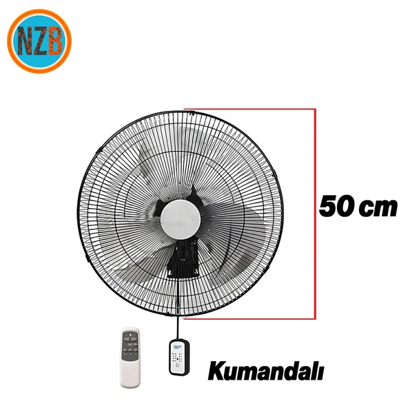 Sanayi Tipi Kumandalı Duvar Vantilatörü 50 cm 130 W Endüstriyel Sessiz Duvara Monte Fan - 2