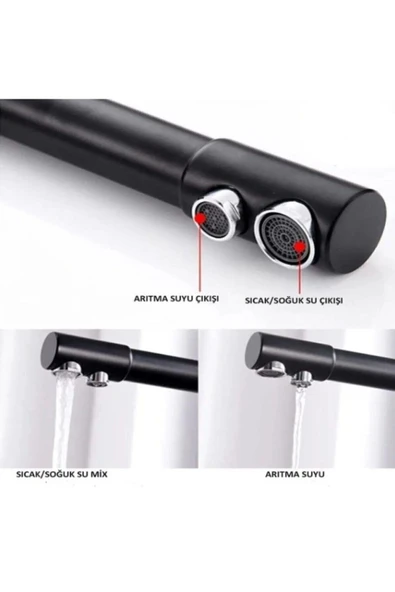 Home Paslanmaz Pirinç Arıtmalı Mat Siyah Eviye Bataryası - 3