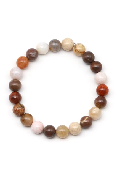 Fosil Mercan Doğal Taş Bileklik 8 mm Küre Kesim - Resim 2