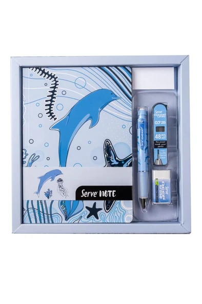 Serve Deep Hediye Seti - Defter, Serve Deep Uclu Kalem, Silgi, Min