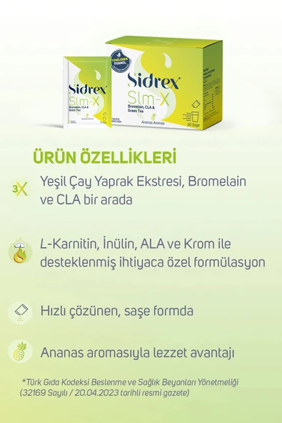 Slm-x Bromelain, Cla Ve Yeşilçay Ekstresi Içeren Takviye Edici Gıda 30 Saşe - 3