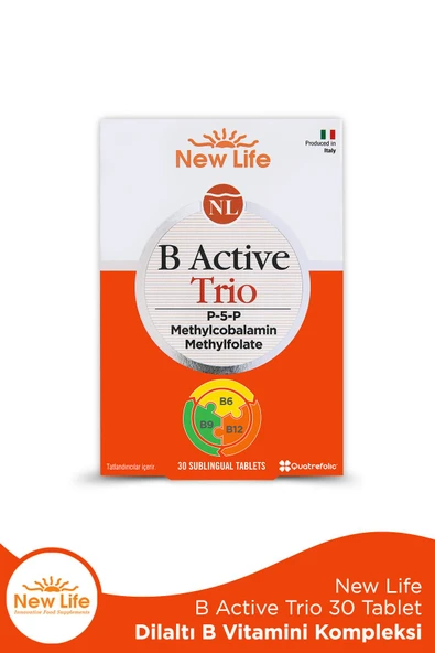 B Active Trio 30 Tablet - B6 ve B12 Vitamini - Folik Asit (P5P-Metilkobalamin-Metilfolat)