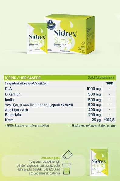 Slm-x Bromelain, Cla Ve Yeşilçay Ekstresi Içeren Takviye Edici Gıda 30 Saşe - 4