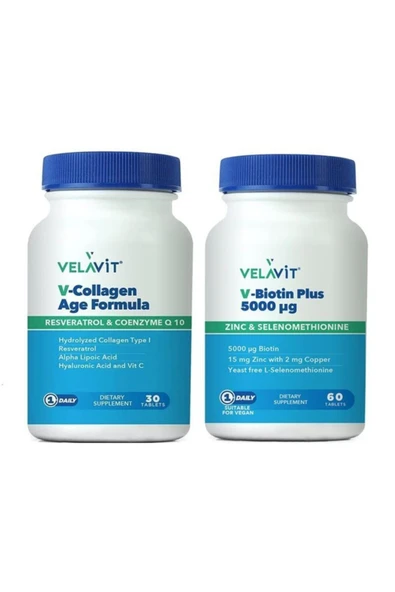 V-collagen Age Formula 30 Tablet+ V-biotin 5000 mg 60 Tablet