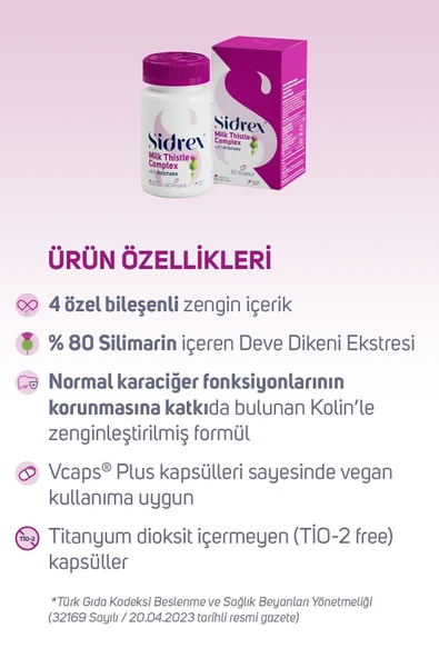 Milk Thistle Complex Deve Dikeni Ekstresi Ve Enginar Ekstresi Içeren Takviye Edici Gıda 60 Kapsül - 4