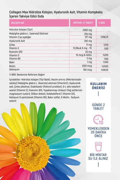 Collagen Max 30 Tablet 2000mg Balık Kolajeni - 2