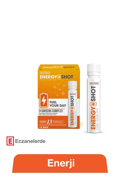 Energyshot Anında Enerji Desteği, 3 Ginseng Comlex, Guarana, Energy Shot 7'li