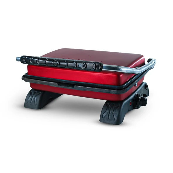 Hilland Organik %100 Demir Döküm Plakalı Tost Makinesi Bordo - Temizleme Fırçası Hediyeli - 2