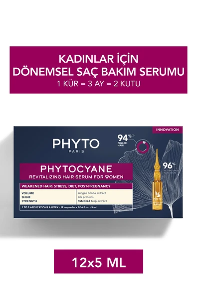 Cyane Kadın Saç Dökülmesine Karşı Serum 12 Ampülx5 ml Dönemsel Saç Dökülmesi Yoğun Bakım Kürü