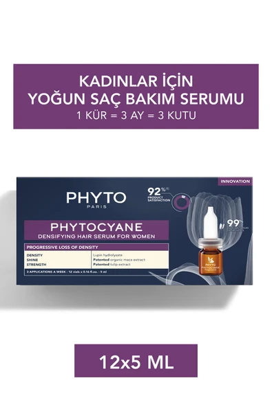 Cyane %99 Doğal Içerikli Kadın Kronik Saç Dökülmesine Karşı Yoğun Bakım Serumu 12 Ampülx5 ml