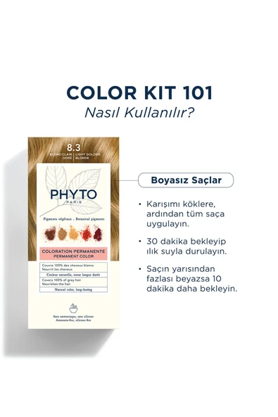 Color Amonyaksız Kalıcı Doğal Içerikli Bitkisel Saç Boyası 8.3 Sarı Dore - 3