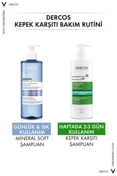 Dercos Normal/Yağlı Saçlar İçin Saç Bakım Seti: Kepek Karşıtı Şampuan& Mineral Soft  Bakım Şampuan - 6