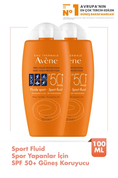 Sport Fluid SPF 50+ Spor Yapanlar İçin Suya Dayanıklı Yüksek Korumalı Güneş Kremi 100 ml 2 Adet