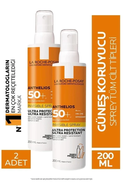 Anthelios Spf50 Invisible Yüksek Korumalı Vücut Güneş Kremi Spray 200ml 2 Adet