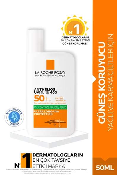 Anthelios Uvmune400 Oil Control Fluide Spf50 Karma Ve Yağlı Için Yüz Güneş Kremi 50