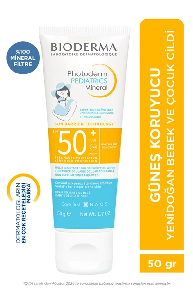 Photoderm Pediatrics Mineral SPF50+ Yenidoğan Bebek, Çocuk Çok Yüksek Korumalı Güneş Kremi 50 gr