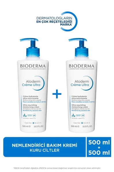 Atoderm Cream Ultra Normal Ve Kuru Ciltler Için Nemlendirici Yüz, Vücut Bakım Kremi 2x500 ml
