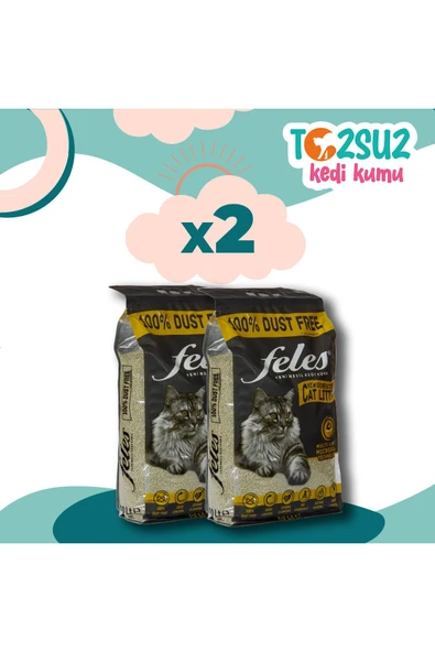 FELES Tozsuz Kedi Kumu 2 Adet Poşet (TAMAMEN DOĞAL , AKTİF KARBONLU)