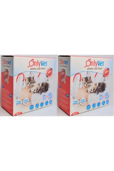 OnlyVet Natural Tozsuz Kedi Kumu Clinic Kedi Kumu Premium kedi kumu 8 litre 2 adet
