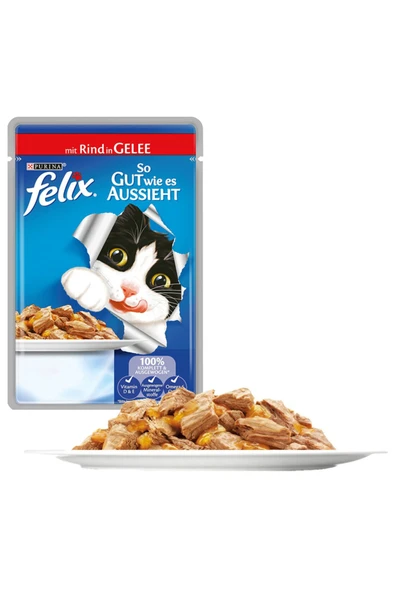 FELIX Sığır Etli Pouch Yaş Kedi Maması 85 gr X 12 Adet - 2