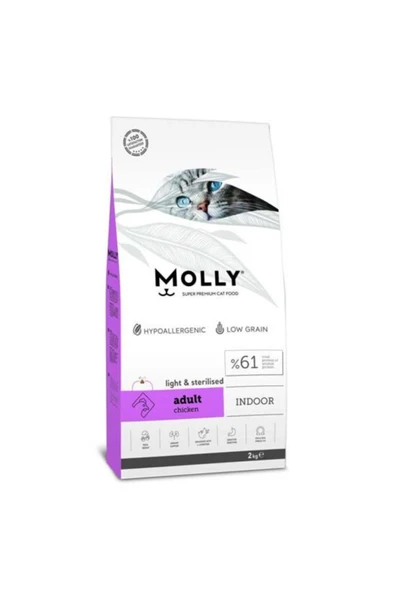 Molly Düşük Tahıllı Hipoalerjenik Tavuklu Kısırlaştırılmış Yetişkin Kedi Maması 2 Kg