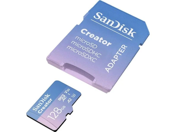 SanDisk Creator 128GB 190/90MB/s microSDXC UHS-I A2 V30 Adaptörlü Hafıza Kartı SDSQXAA-128G-IN6MS - 4