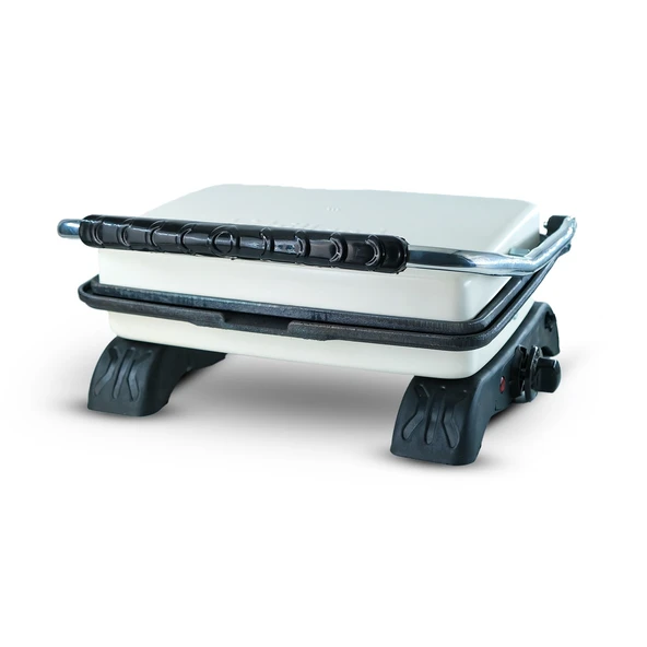 Hilland Organik %100 Demir Döküm Plakalı Tost Makinesi Beyaz - Temizleme Fırçası Hediyeli - 3