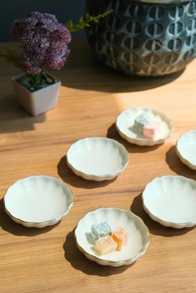Kütahya Porselen Bone Luz Kase Altın File 6 Parça 8cm BNLZF08KSS220 - 4