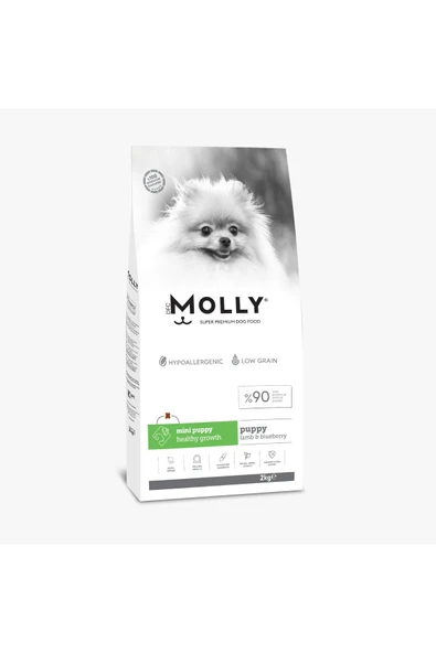 Molly Hypoallergenic Kuzu Etli Mini Irk Yavru Köpek Maması 2 kg