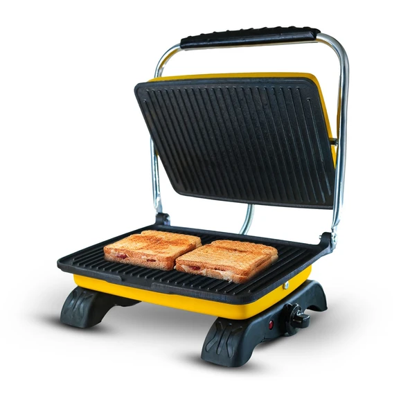 Hilland Organik %100 Demir Döküm Plakalı Tost Makinesi Sarı - Temizleme Fırçası Hediyeli - 2