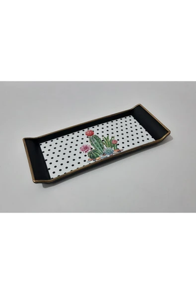 renkli çiçekler Kahve Tepsisi Sunum Tepsi 29x12.5 cm