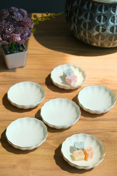 Kütahya Porselen Bone Luz Kase Altın File 6 Parça 8cm BNLZF08KSS220 - 3