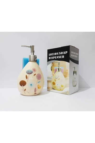 renkli çiçekler Desenli Porselen Sıvı Sabunluk 500ml