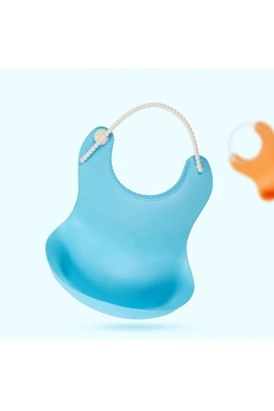 For Prime 2 Adet Çocuk Bebek Mama Önlüğü Silikon Dökülme Engelleyici Bükülebilir Önlük Mavi