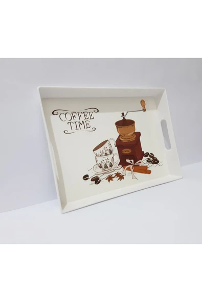 renkli çiçekler Kahve Tepsi 29x21x3.5 CM Dikdörtgen Sunum Tepsisi