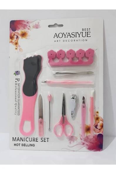 renkli çiçekler Manikür Set 10 Parça Manikür Seti