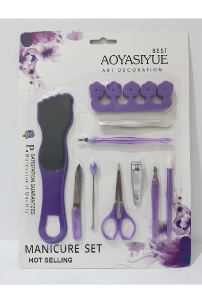 renkli çiçekler Manikür Set 10 Parça Manikür Seti